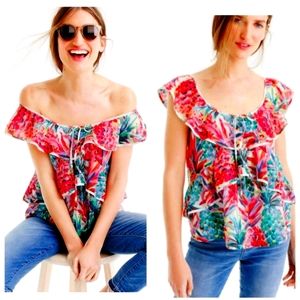 J.crew Ruffle top in ratti painted pineapple